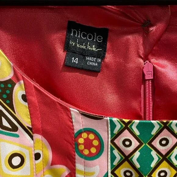 Nicole by Nicole Miller Colorful Sleeveless Sz 14 Paisley Print Shift Dress - Picture 2 of 16